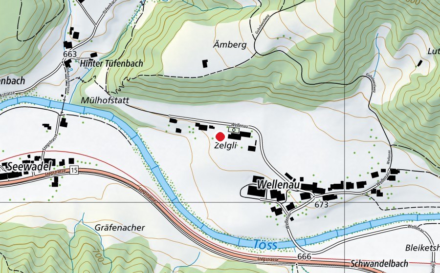 Carte indiquant l’emplacement de Spielwiese (Terrain de sport)