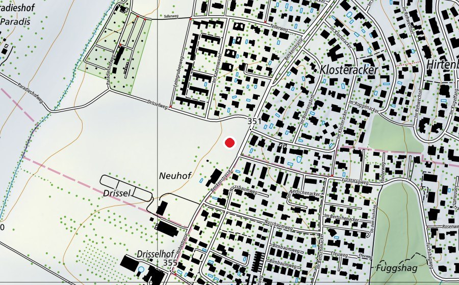 Map showing the location of Spielwiese "Drissel" (Sports field)