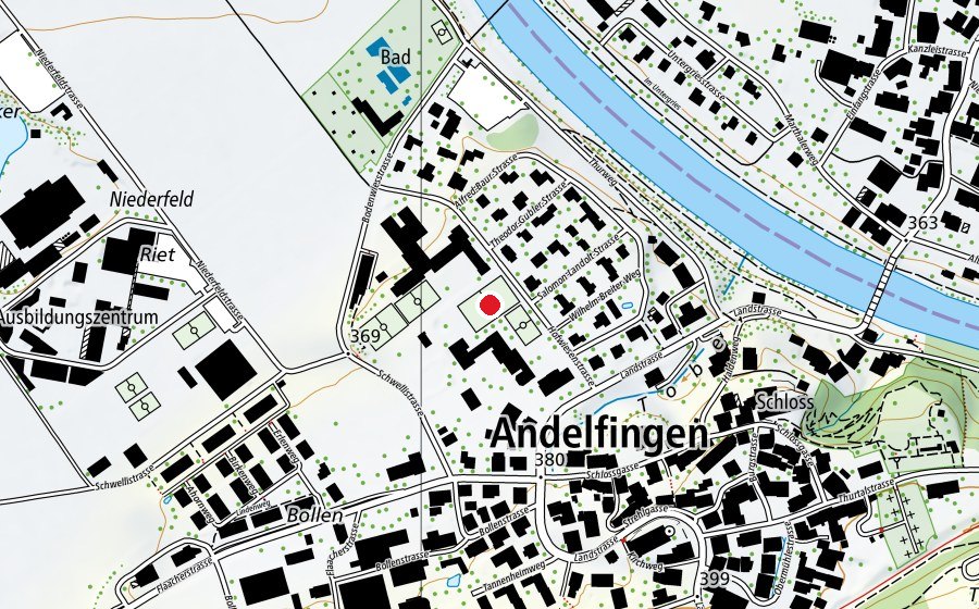 Karte mit dem Standort von Spielwiese Primär (Sportplatz)