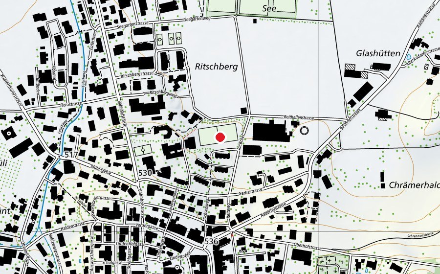 Map showing the location of Spielwiese Ritschberg (Sports field)