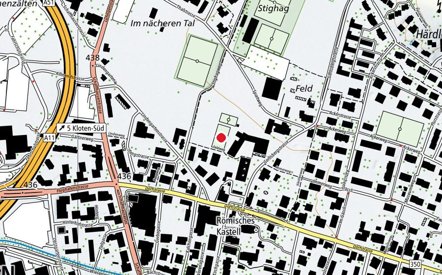 Karte mit dem Standort von Spielwiese Schule Feld (Sportplatz)