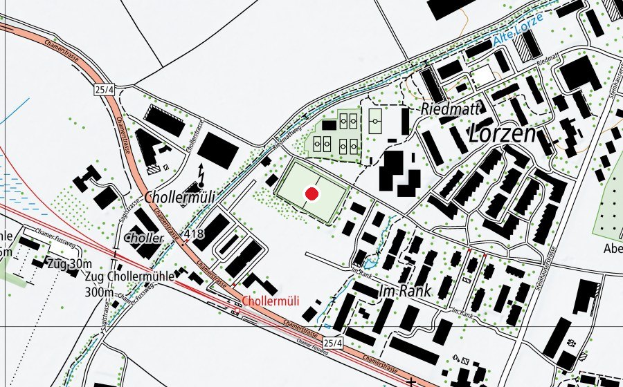 Mappa con la posizione di Sport- und Fussballplatz Riedmatt (Campo sportivo)