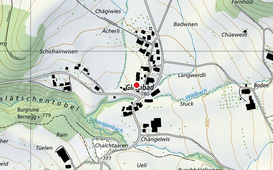 Carte indiquant l’emplacement de Sport- und Spielwiese (Terrain de sport)