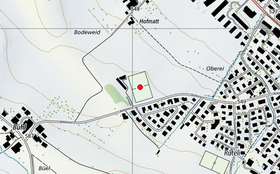 Karte mit dem Standort von Sportanlage Bühlwäldli (Sportplatz)