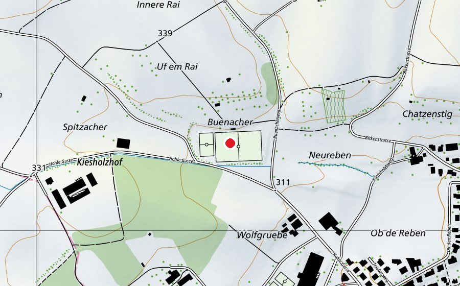Karte mit dem Standort von Sportanlage Buenacher (Sportplatz)