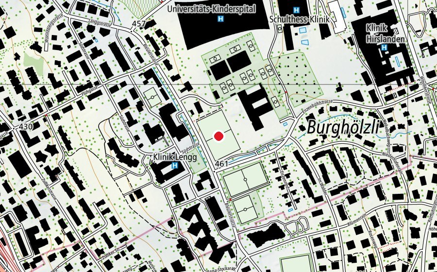 Carte indiquant l’emplacement de Sportanlage Lengg (Terrain de sport)
