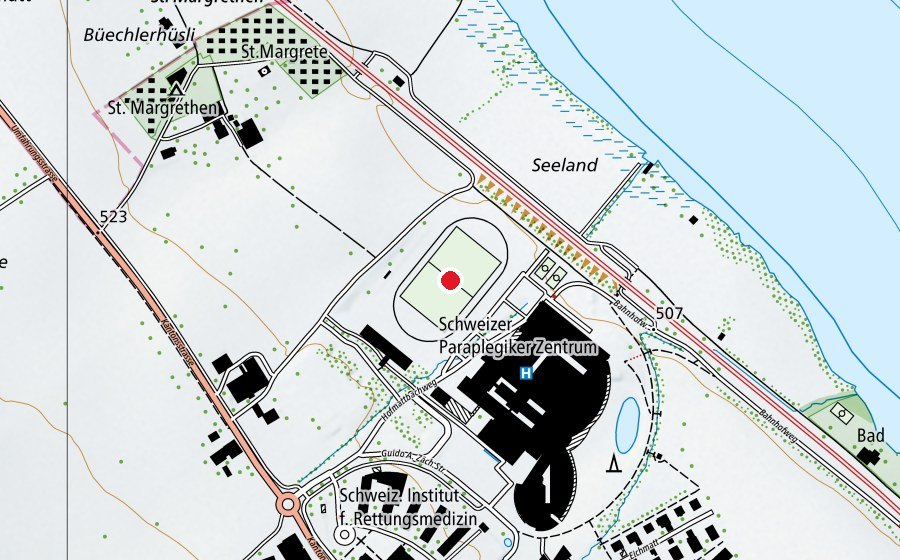 Carte indiquant l’emplacement de Sportanlage Schweizer Paraplegiker Zentrum (SPZ) (Terrain de sport)