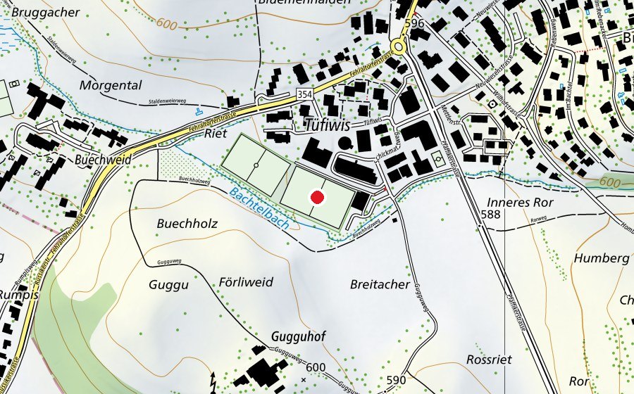 Karte mit dem Standort von Sportanlage Tüfiwis (Sportplatz)
