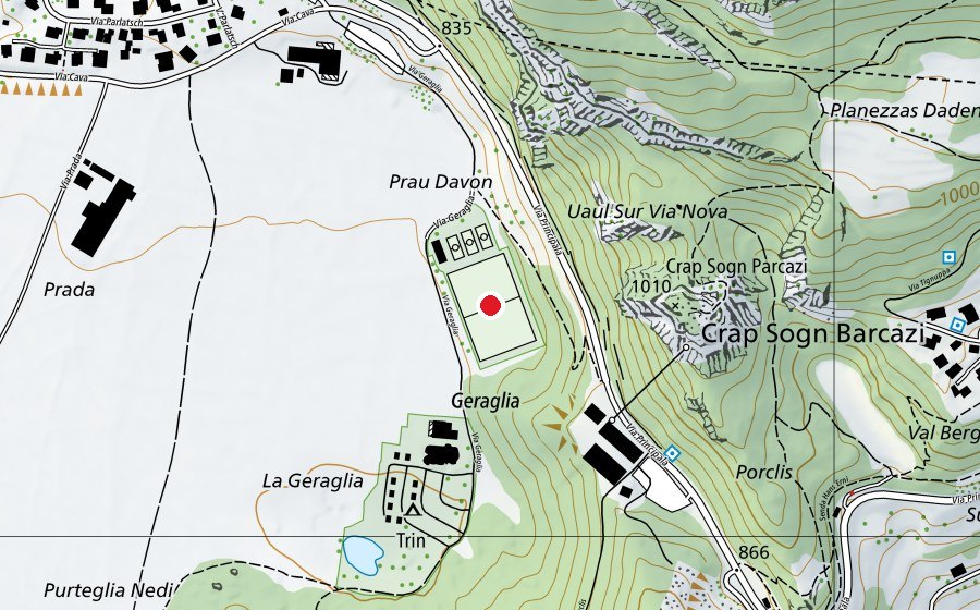 Karte mit dem Standort von Sportanlagen Prau Davon (Sportplatz)