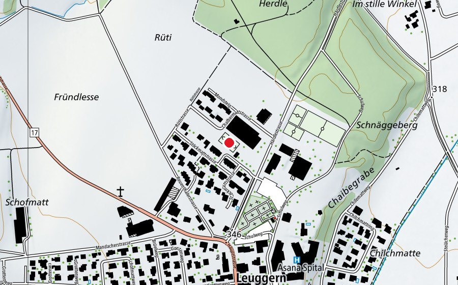 Carte indiquant l’emplacement de Sportcenter Leuggern (Terrain de sport)