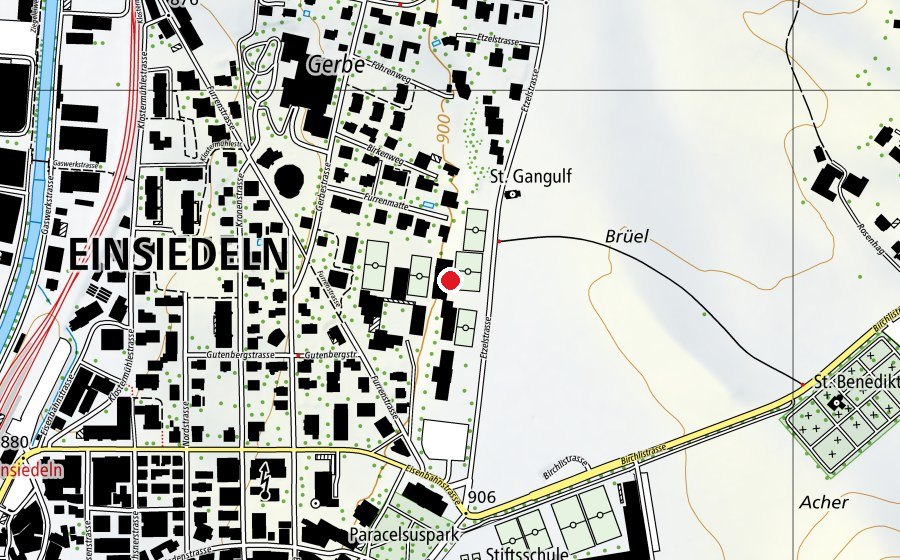 Map showing the location of Sporthalle (3fach Halle) (Sports field)