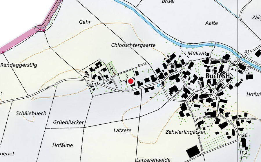 Mappa con la posizione di Sporthalle (Campo sportivo)