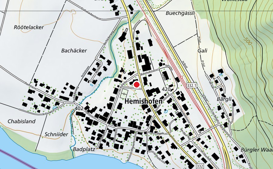 Carte indiquant l’emplacement de Sporthalle (Terrain de sport)