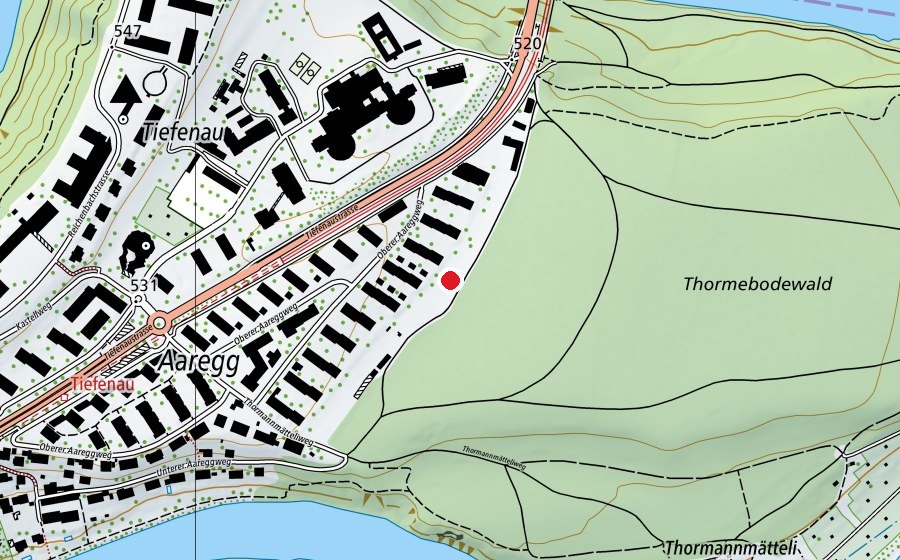 Map showing the location of Sportplatz Aaregg (Sports field)