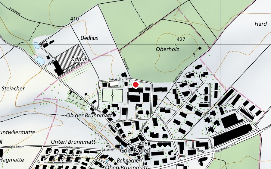 Karte mit dem Standort von Sportplatz (Sportplatz)