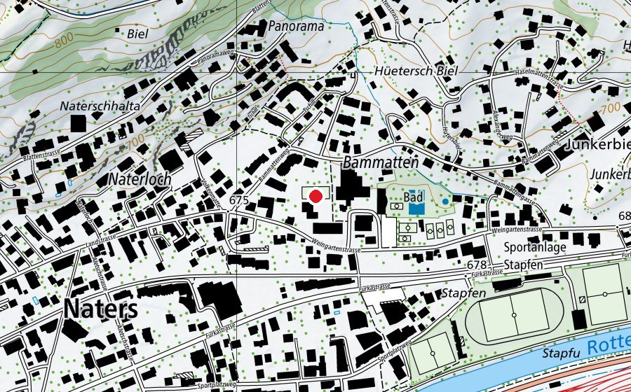 Map showing the location of Sportplatz Bammatta (Sports field)