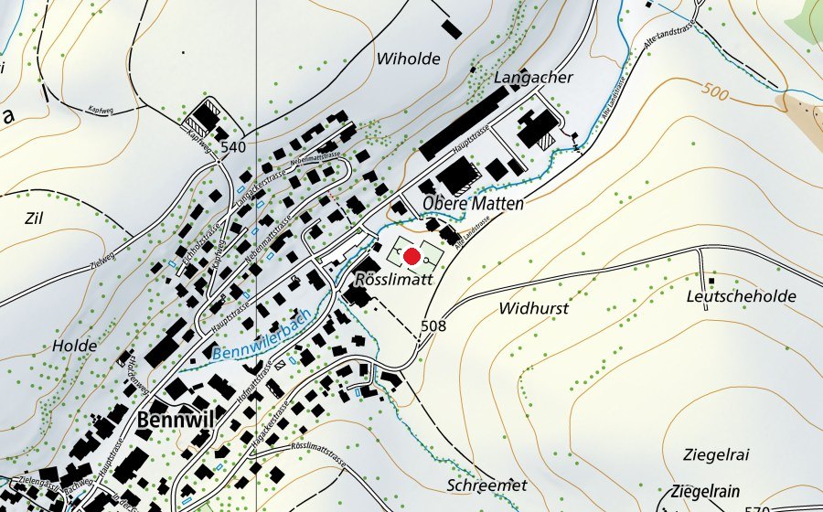 Carte indiquant l’emplacement de Sportplatz Bennwil (Terrain de sport)