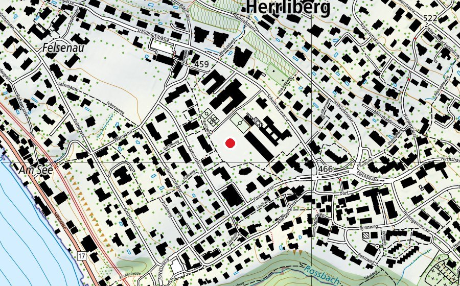 Map showing the location of Sportplatz Breite (Sports field)