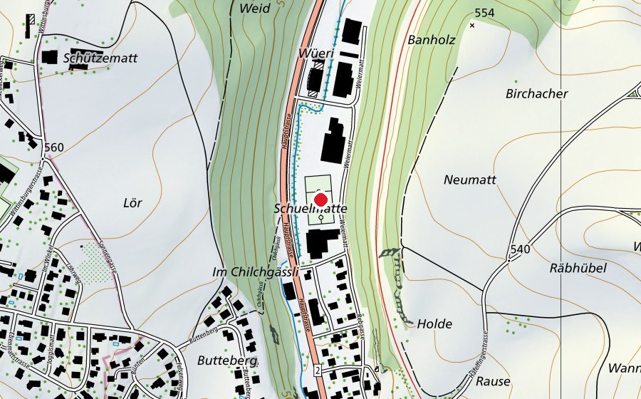 Carte indiquant l’emplacement de Sportplatz Buckten (Terrain de sport)