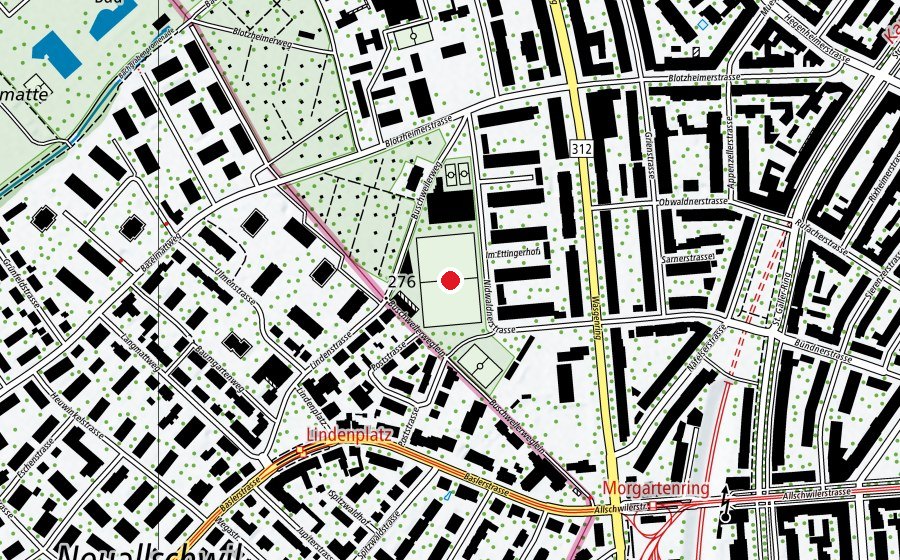 Karte mit dem Standort von Sportplatz Buschweilerhof (Sportplatz)