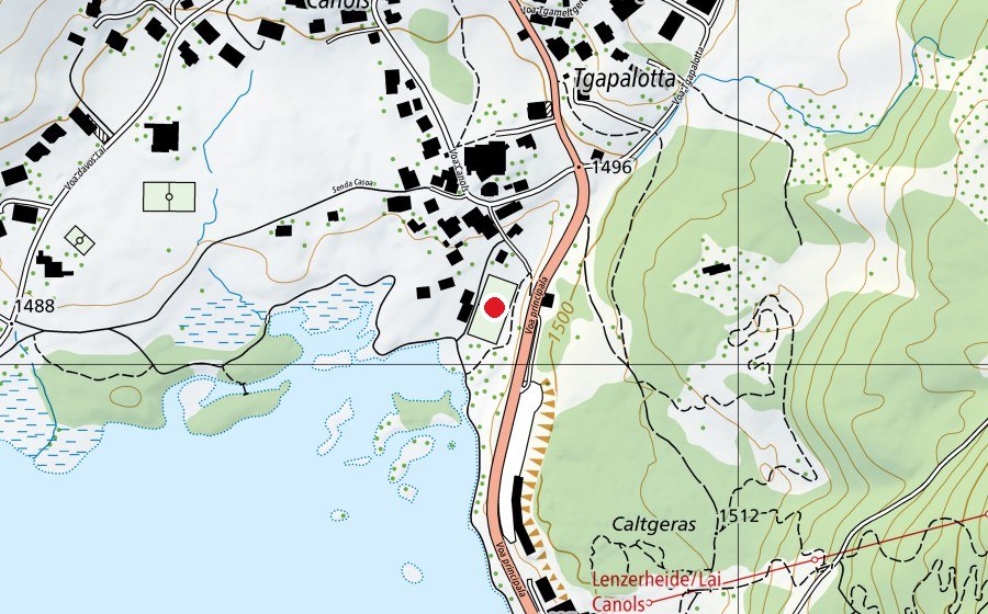 Map showing the location of Sportplatz Canols (Sports field)