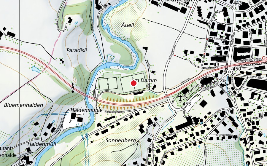 Carte indiquant l’emplacement de Sportplatz Dammweg (Terrain de sport)