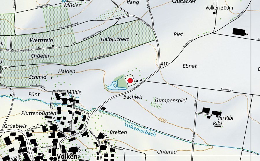 Karte mit dem Standort von Sportplatz Ebnet (Sportplatz)