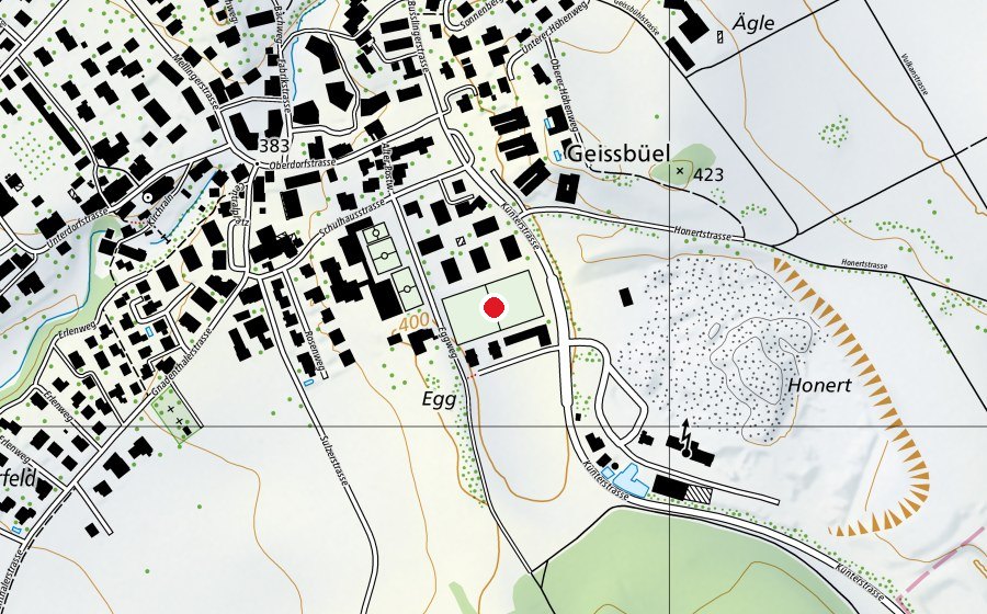 Mappa con la posizione di Sportplatz Egg (Campo sportivo)