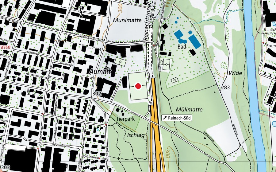 Mappa con la posizione di Sportplatz Einschlag (Campo sportivo)