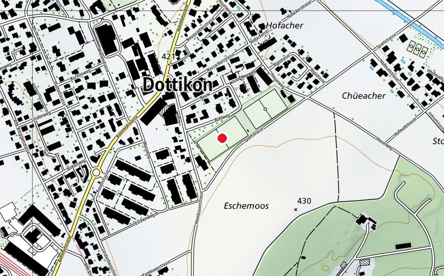 Karte mit dem Standort von Sportplatz Eschenmoos (Nebenplatz) (Sportplatz)