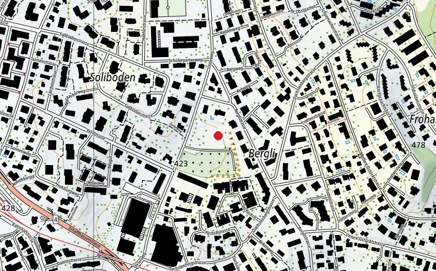 Karte mit dem Standort von Sportplatz Füchsli (Sportplatz)