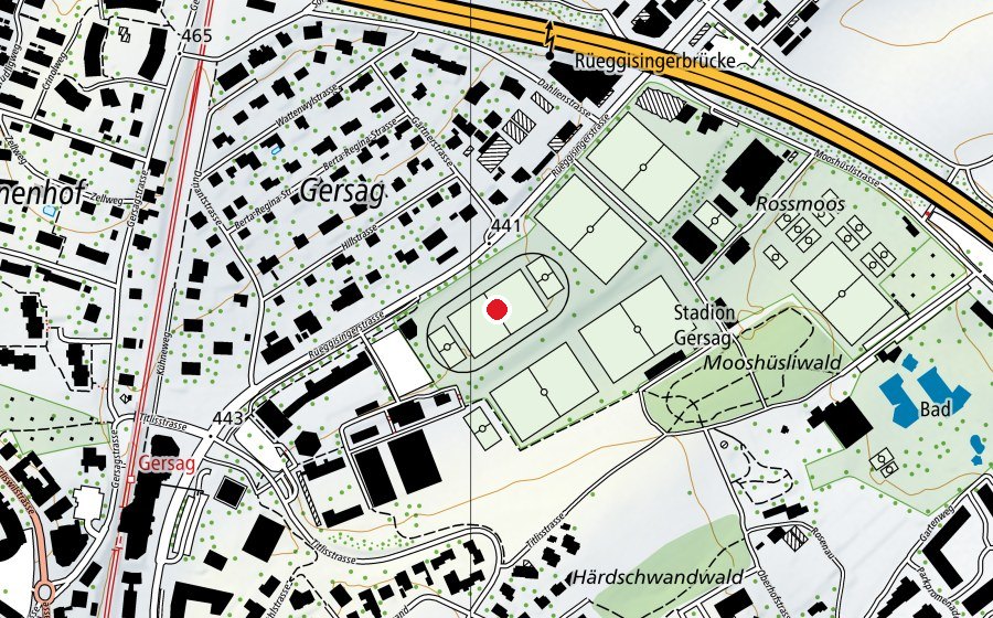 Karte mit dem Standort von Sportplatz Gersag (Sportplatz)