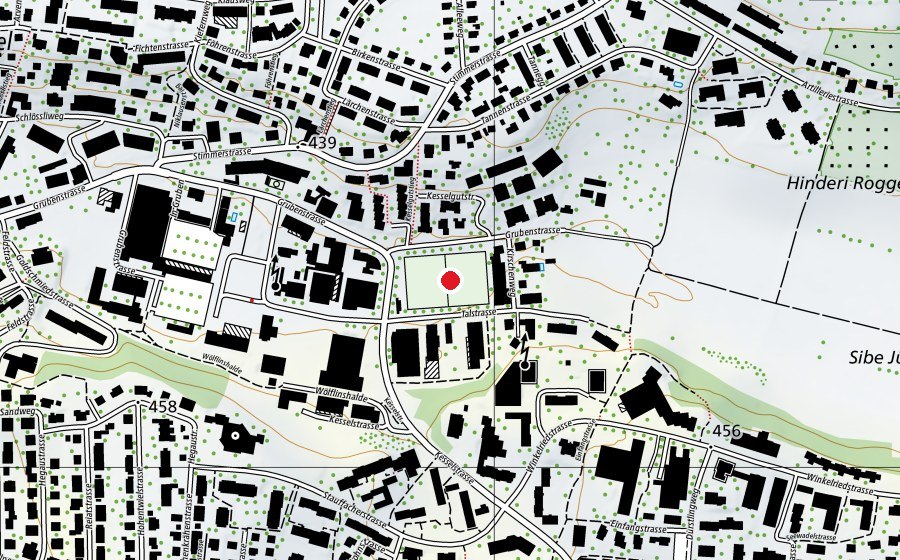 Karte mit dem Standort von Sportplatz Gruben (Sportplatz)
