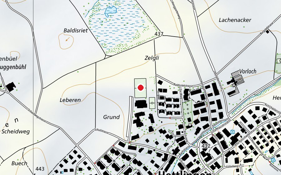 Map showing the location of Sportplatz Hinter Chilen (Sports field)