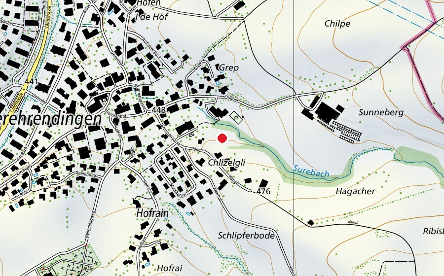 Map showing the location of Sportplatz Ifängli (Sports field)