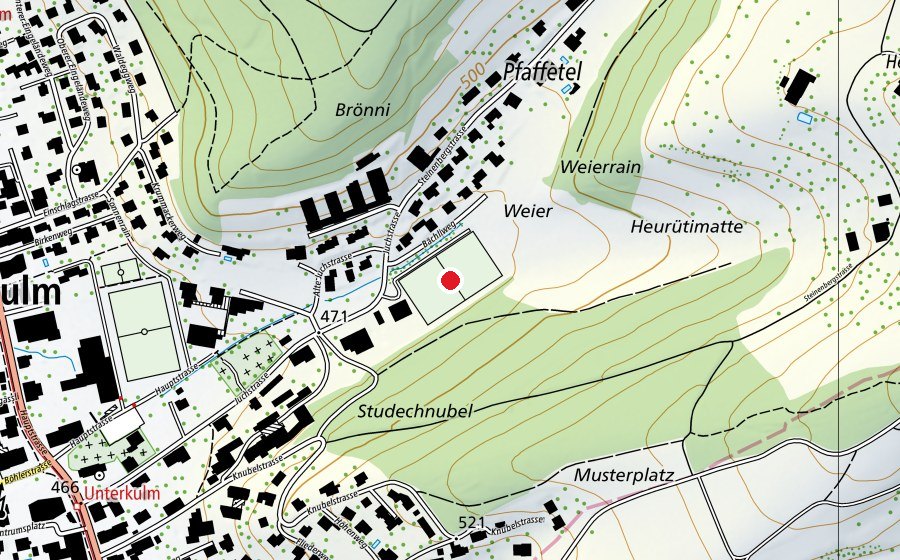 Mappa con la posizione di Sportplatz Juch (Campo sportivo)