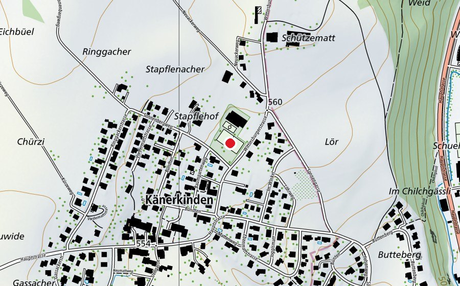 Karte mit dem Standort von Sportplatz (Sportplatz)