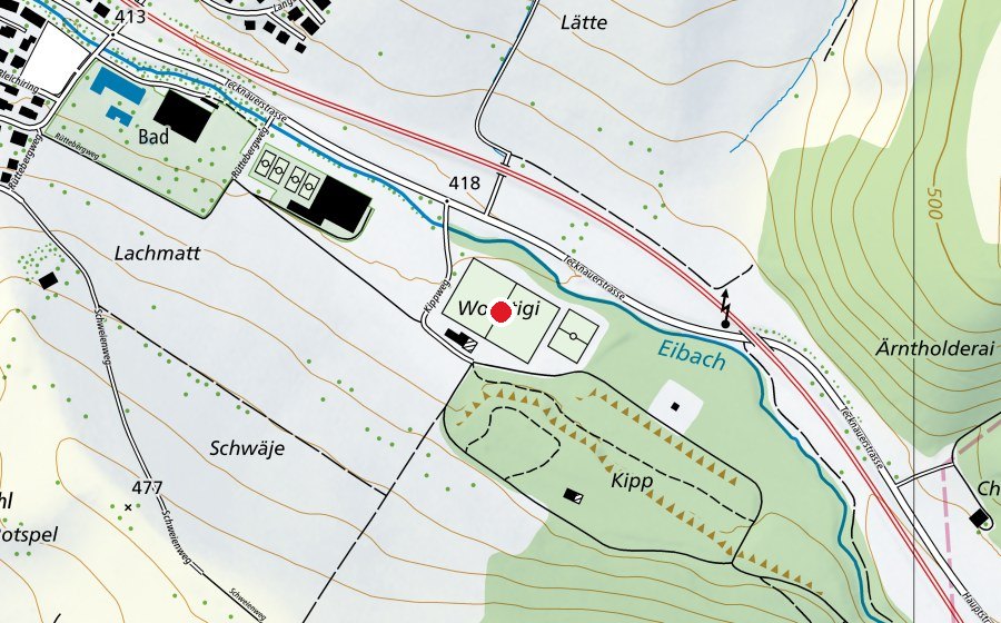 Mappa con la posizione di Sportplatz Kipp Fussballplatz Wolfstiege (Campo sportivo)