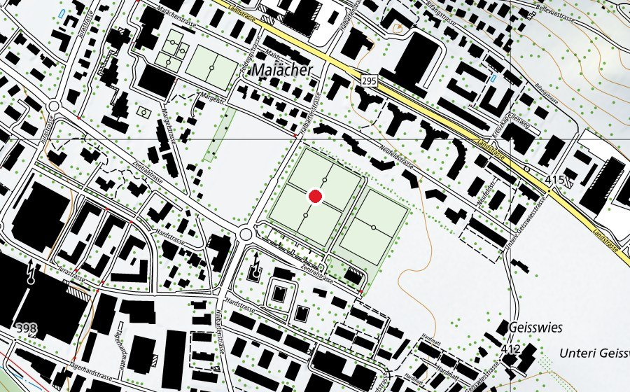 Carte indiquant l’emplacement de Sportplatz Kreuzzelg (Terrain de sport)