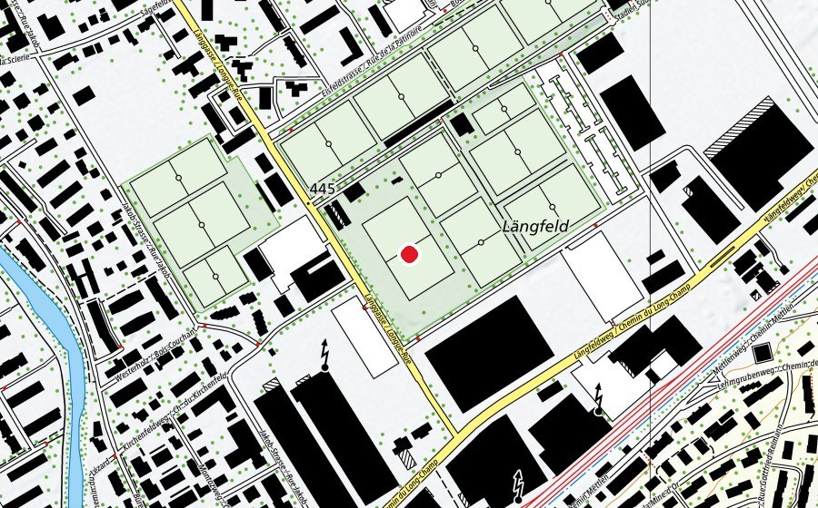 Map showing the location of Sportplatz Längfeld (Sports field)