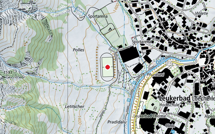 Karte mit dem Standort von Sportplatz (Sportplatz)