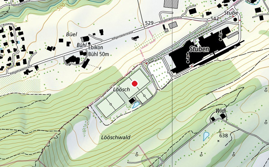 Map showing the location of Sportplatz Löösch (Sports field)