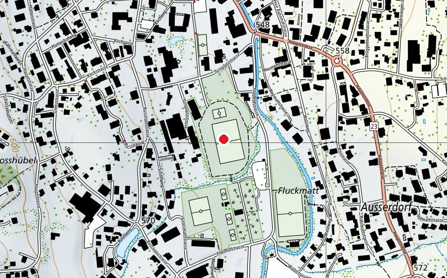 Karte mit dem Standort von Sportplatz (Sportplatz)