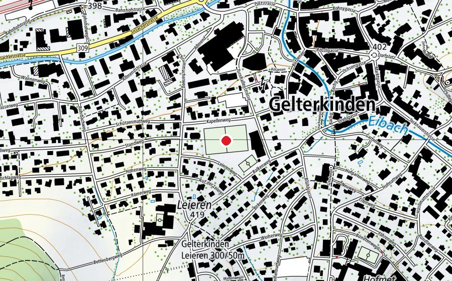 Mappa con la posizione di Sportplatz MZH (Campo sportivo)