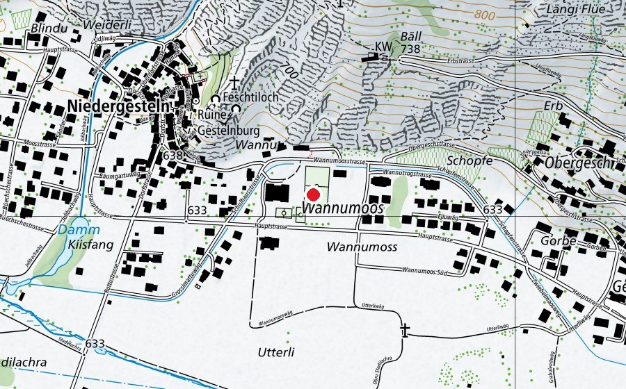 Carte indiquant l’emplacement de Sportplatz Niedergesteln (Terrain de sport)