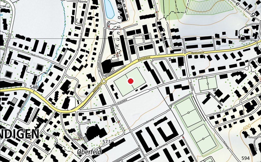 Karte mit dem Standort von Sportplatz Oberfeld (Sportplatz)