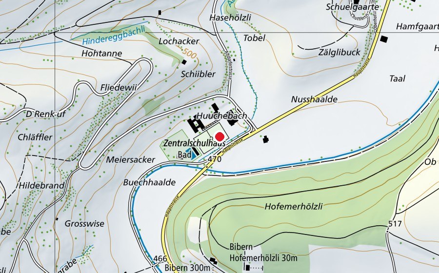 Carte indiquant l’emplacement de Sportplatz Reiat (Terrain de sport)