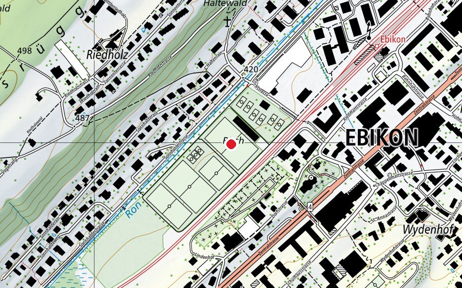 Carte indiquant l’emplacement de Sportplatz Risch (Terrain de sport)