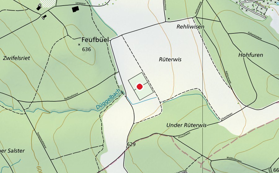 Carte indiquant l’emplacement de Sportplatz Rüterwis (Terrain de sport)