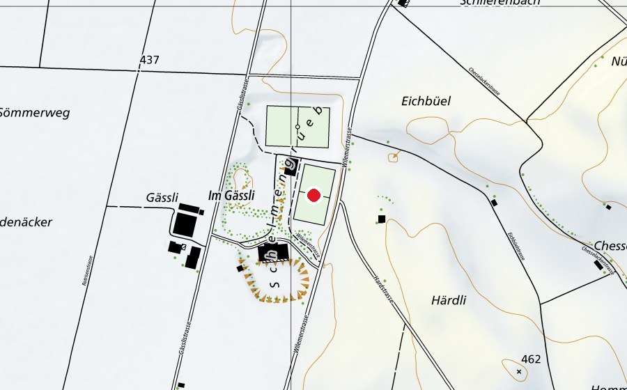 Carte indiquant l’emplacement de Sportplatz Schelmengrube (Terrain de sport)
